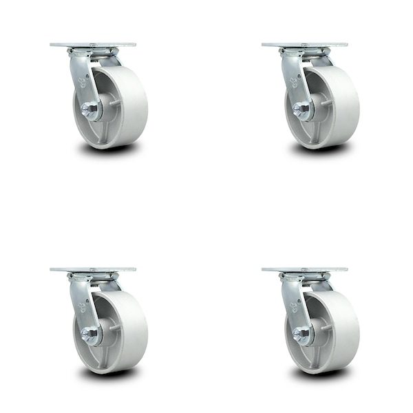 5 Inch Semi Steel Wheel Swivel Caster Set with Roller Bearings